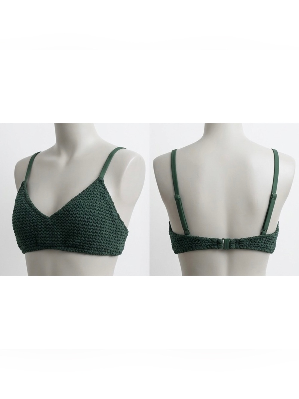 Aerie Hunter Green Crochet Trim Bikini Top L